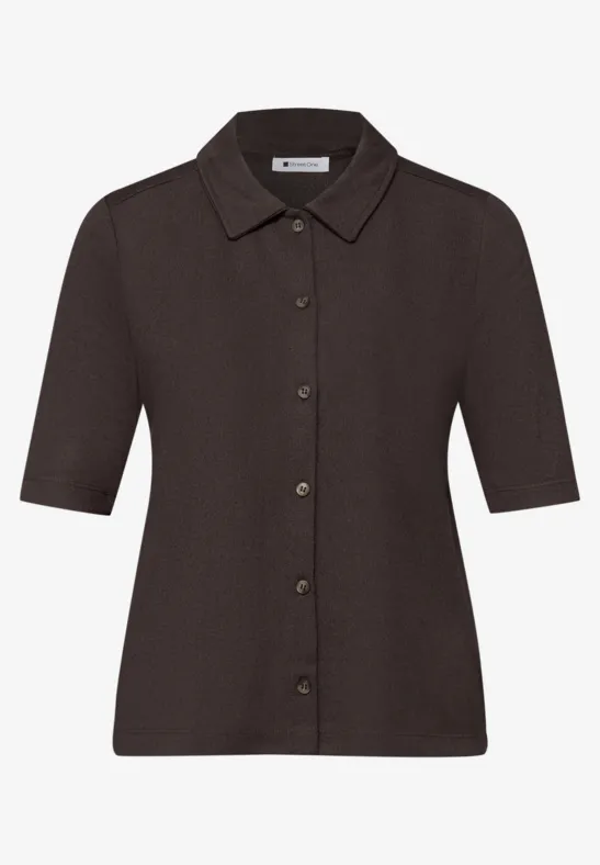 Kurzarm Shirt mit Knopfleiste espresso brown