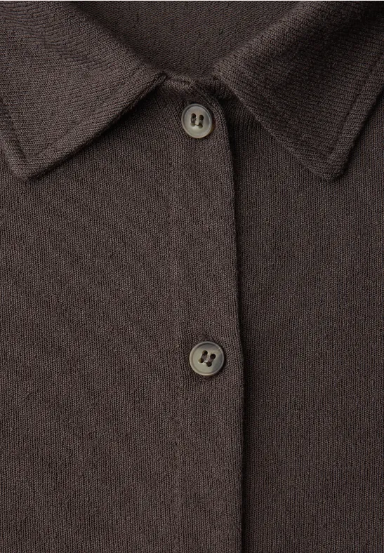 Kurzarm Shirt mit Knopfleiste espresso brown