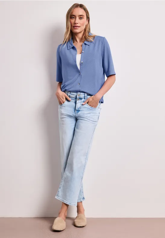 T-shirt à manches courtes avec patte de boutonnage drift blue