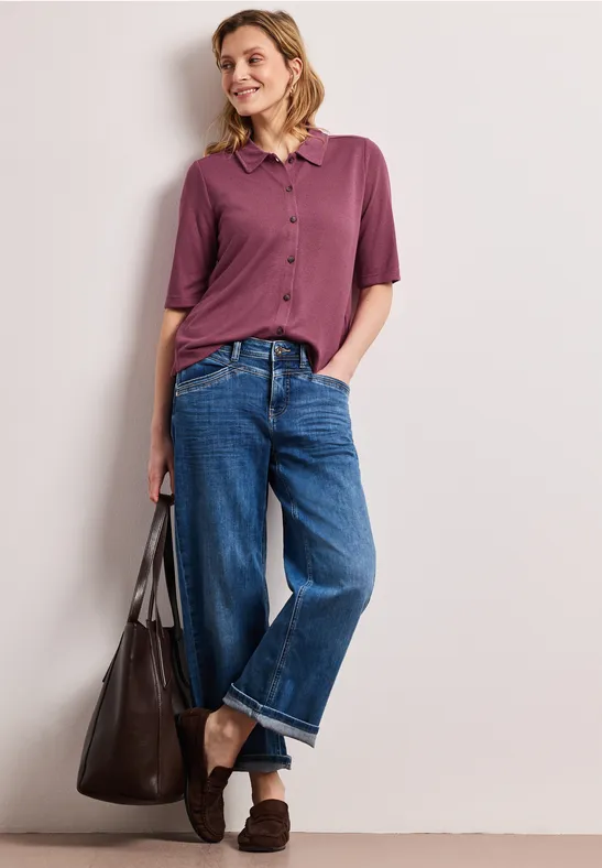 T-shirt à manches courtes avec patte de boutonnage dark clouded blush