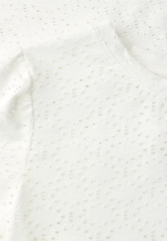 Kurzarm Shirt mit Rundhals aus Spitze off white