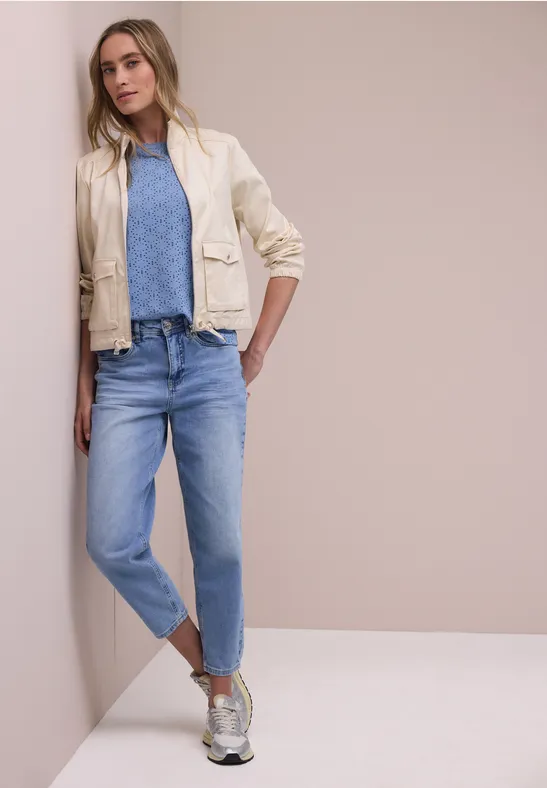 T-shirt à manches courtes et col rond en dentelle drift blue