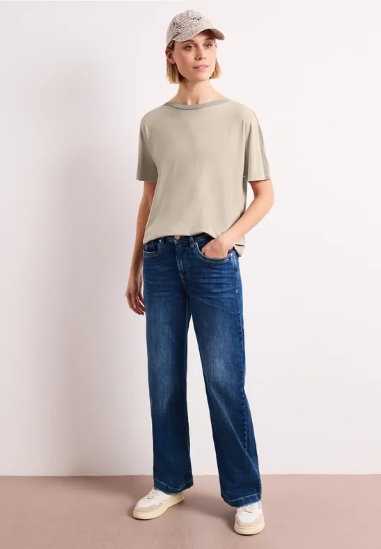 Dropped Shoulder Shirt mit Glitzer clay sand