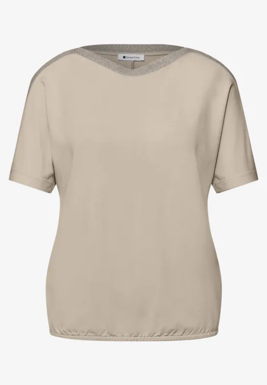 Dropped Shoulder Shirt mit Glitzer clay sand