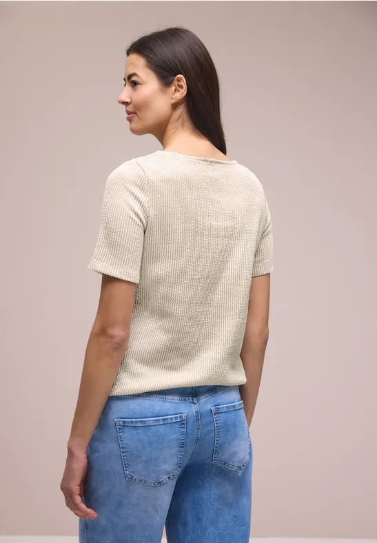 Kurzarm Shirt mit Strukturstreifen clay sand