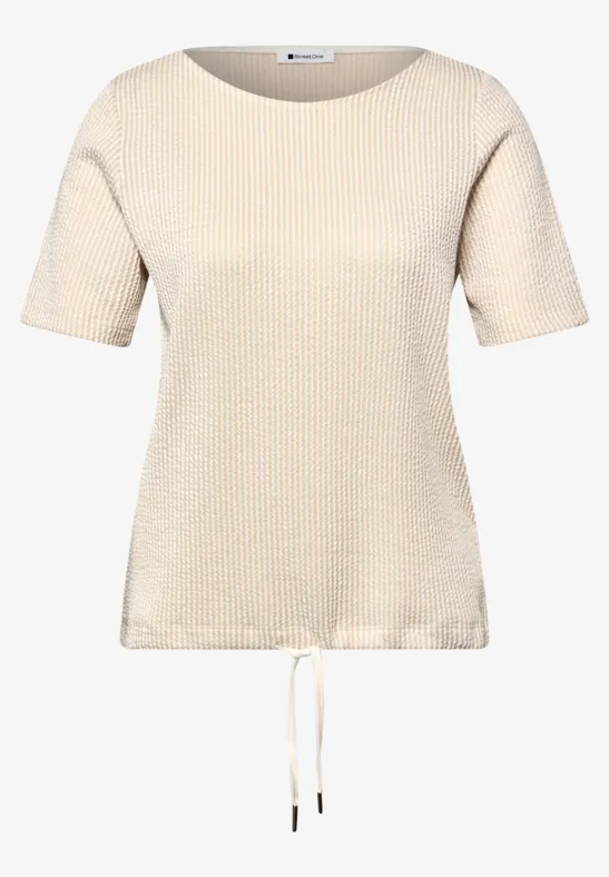 Kurzarm Shirt mit Strukturstreifen clay sand