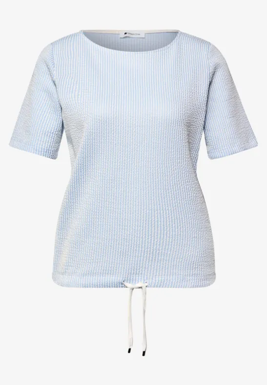 T-shirt à manches courtes avec rayures structurées calm blue