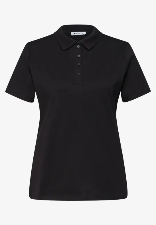 Poloshirt met korte mouwen en geribde structuur Black