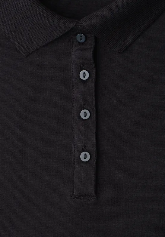 Poloshirt met korte mouwen en geribde structuur Black