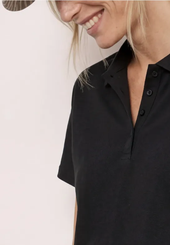 Poloshirt met korte mouwen en geribde structuur Black