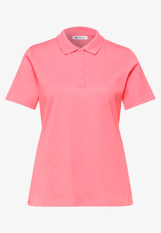 Poloshirt met korte mouwen en geribde structuur striking coral