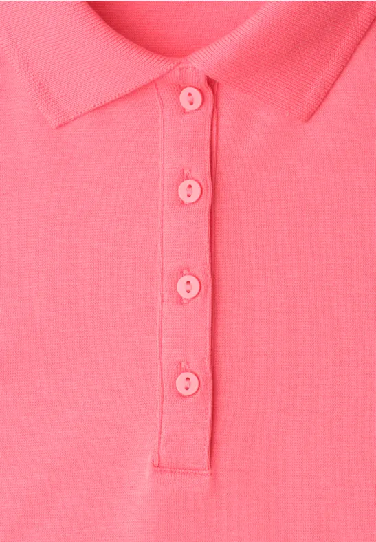 Poloshirt met korte mouwen en geribde structuur striking coral