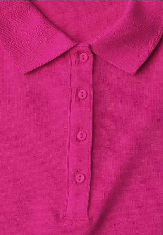 Kurzarm Poloshirt in Rippstruktur magenta dream