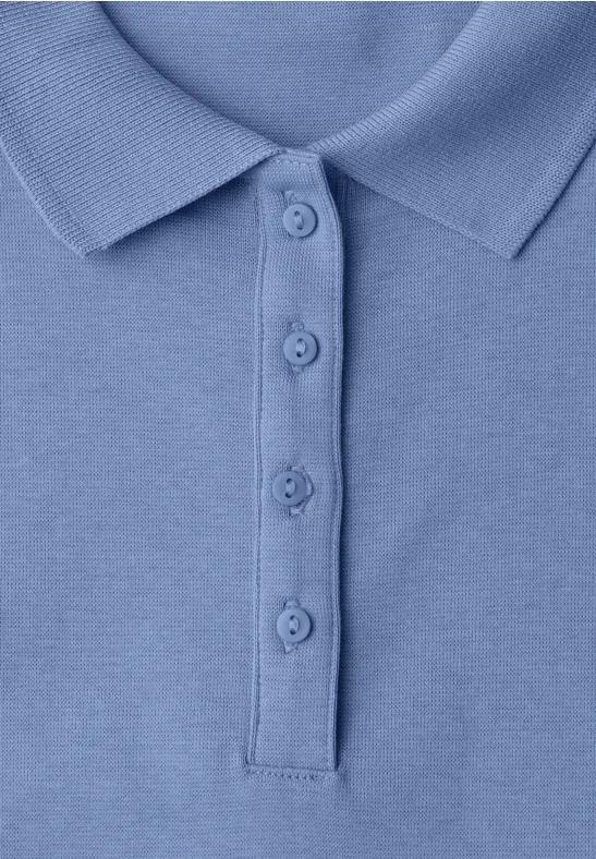 Kurzarm Poloshirt in Rippstruktur drift blue