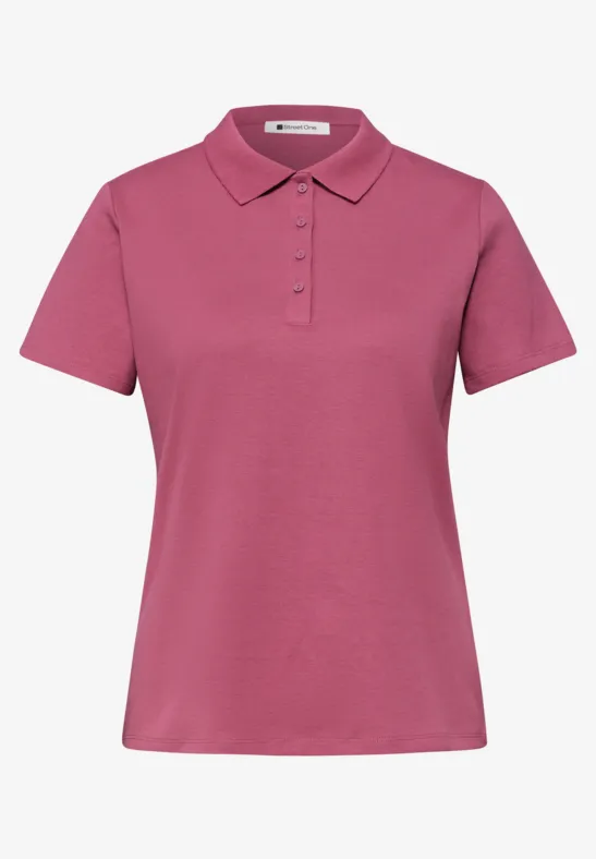 Poloshirt met korte mouwen en geribde structuur dark clouded blush