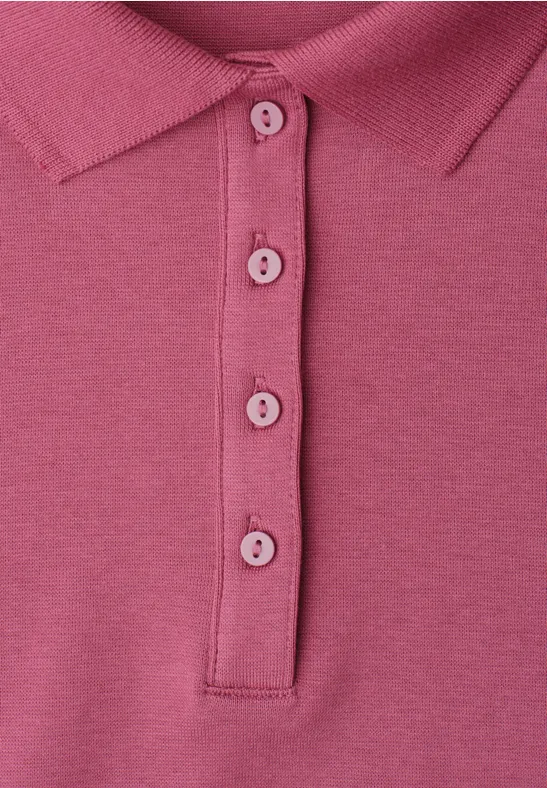 Poloshirt met korte mouwen en geribde structuur dark clouded blush