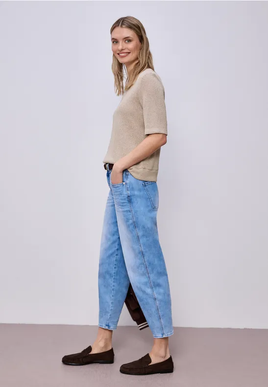 Kurzarm Shirt im schimmernden Look clay sand