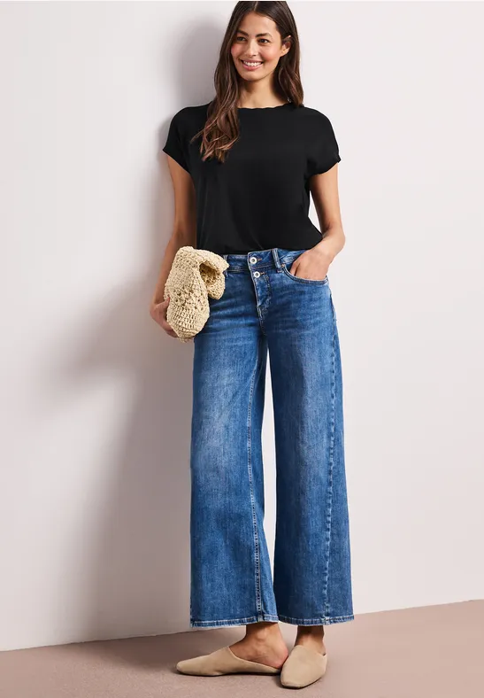 Koszulka z okrągłym dekoltem i ozdobną taśmą Black