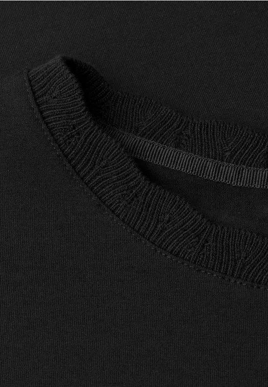 Koszulka z okrągłym dekoltem i ozdobną taśmą Black