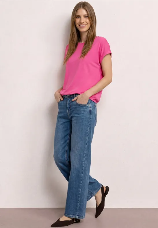 T-Shirt mit Rundhals und Deko-Tape magenta dream