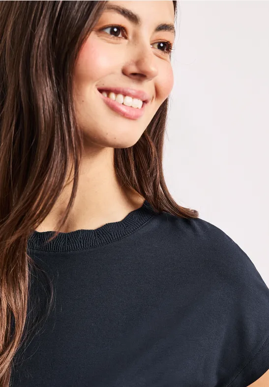 T-Shirt mit Rundhals und Deko-Tape shadowed navy