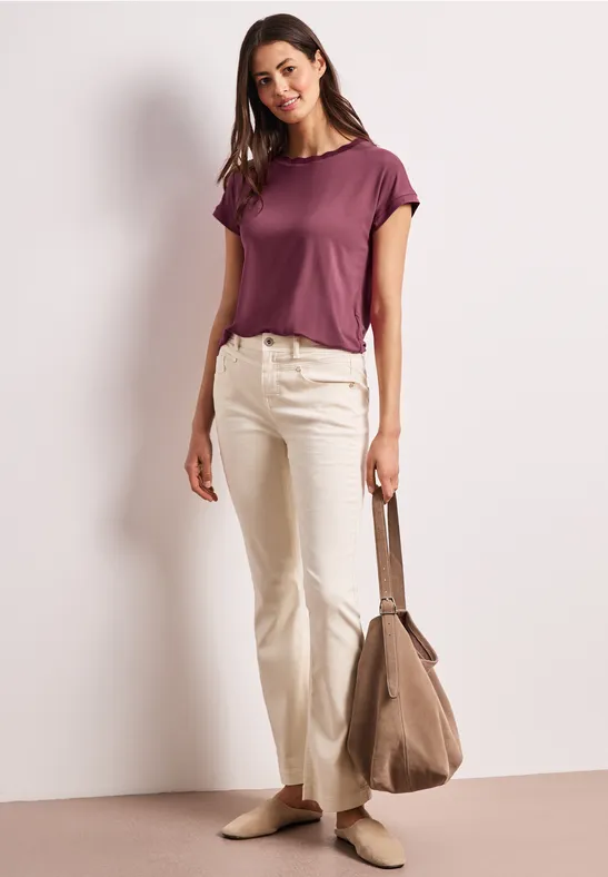 T-Shirt mit Rundhals und Deko-Tape dark clouded blush