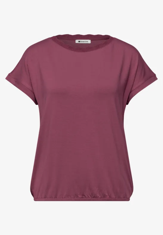 T-Shirt mit Rundhals und Deko-Tape dark clouded blush