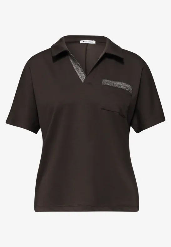 Koszulka Polo z krótkim rękawem z brokatem espresso brown