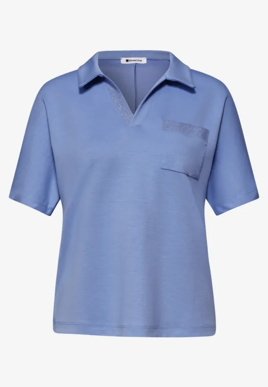 Koszulka Polo z krótkim rękawem z brokatem drift blue