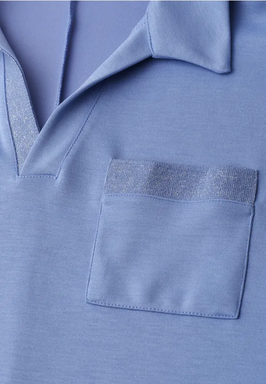 Koszulka Polo z krótkim rękawem z brokatem drift blue