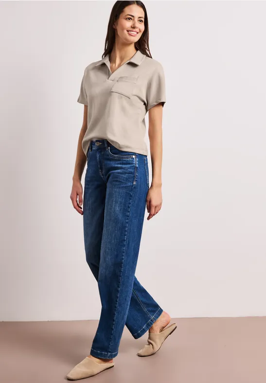 Kurzarm Poloshirt mit Glitzer clay sand