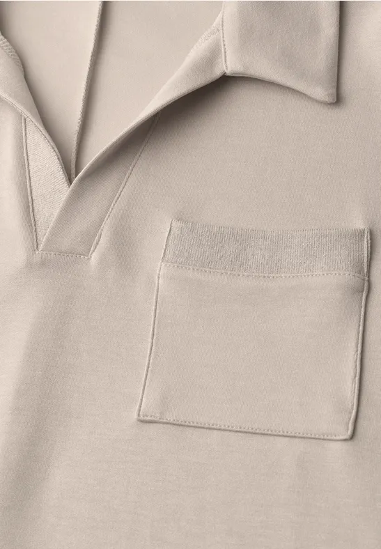 Kurzarm Poloshirt mit Glitzer clay sand