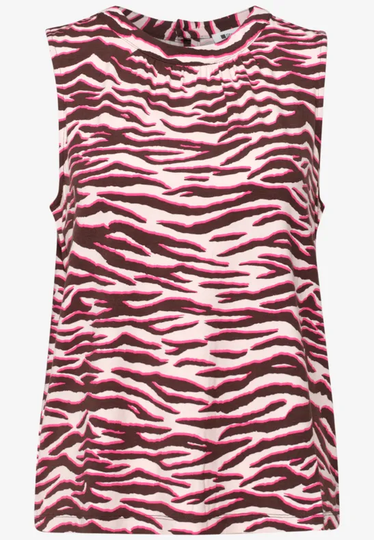 Mouwloos top met roze-zwarte zebraprint