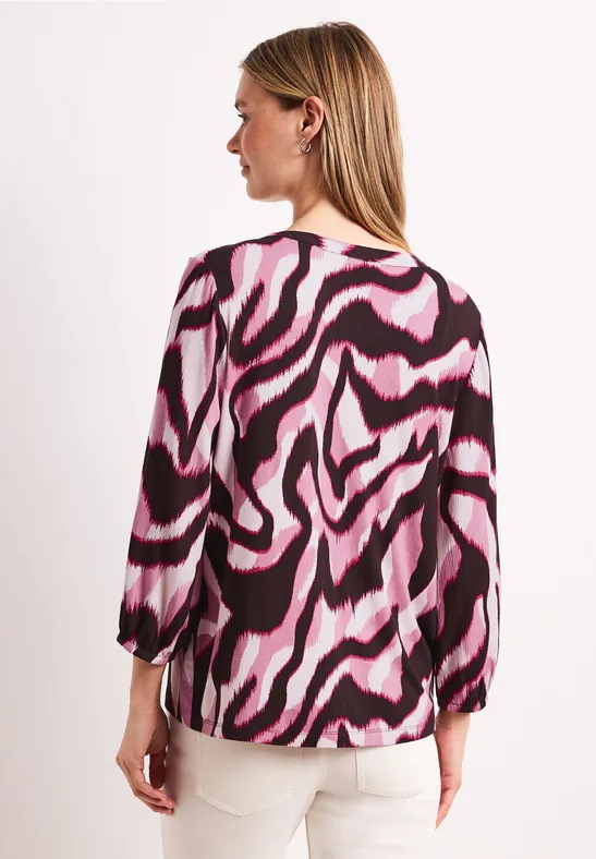 Shirt mit Split Neck und Strukturmix clouded blush