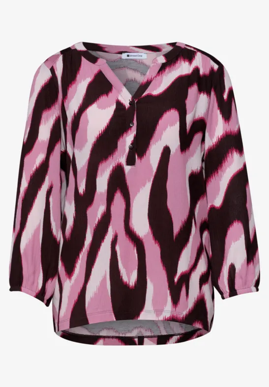 Shirt mit Split Neck und Strukturmix clouded blush