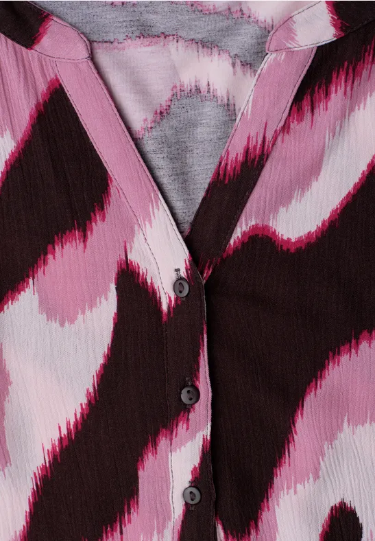 Shirt mit Split Neck und Strukturmix clouded blush