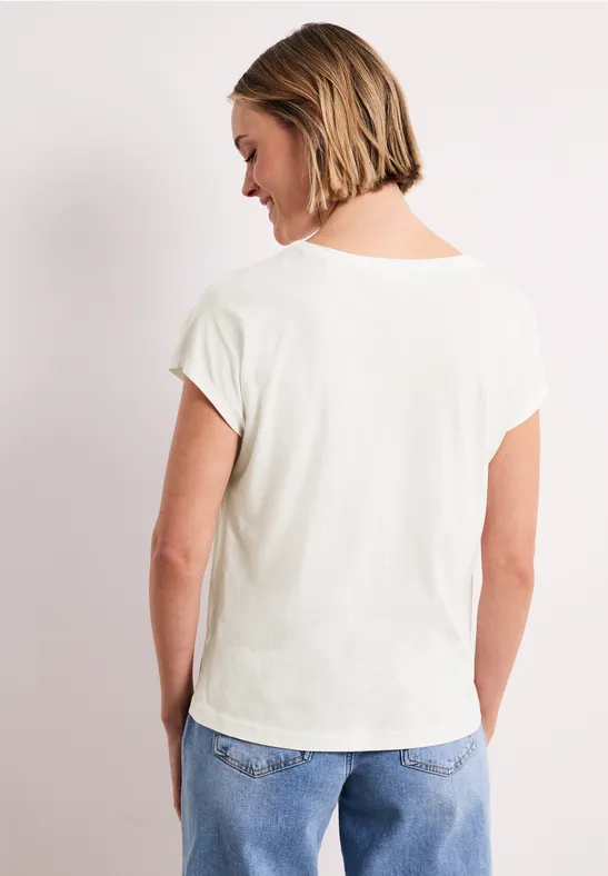 Dropped Shoulder Shirt mit Frontprint off white