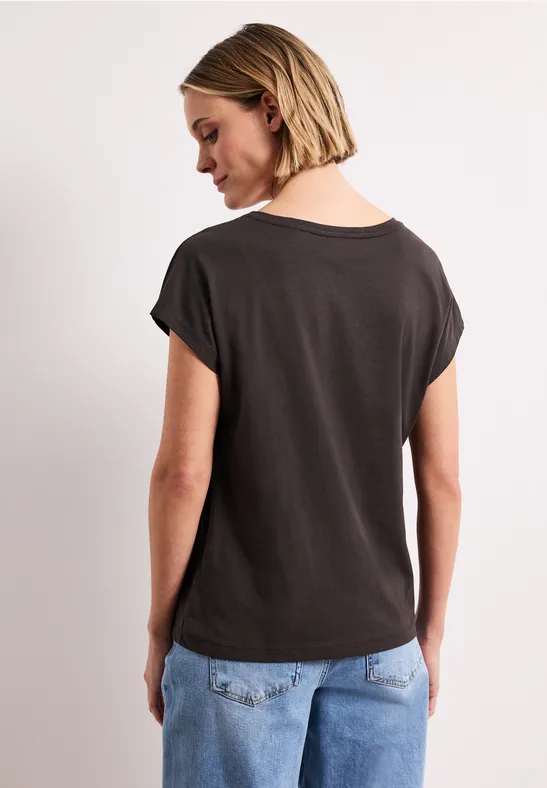 Dropped Shoulder Shirt mit Frontprint espresso brown