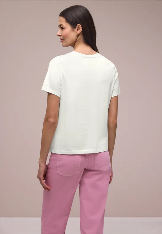 T-Shirt mit Rundhals und Herzdetail off white