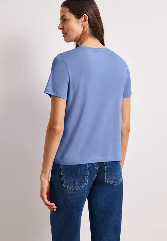 T-Shirt mit Rundhals und Herzdetail drift blue