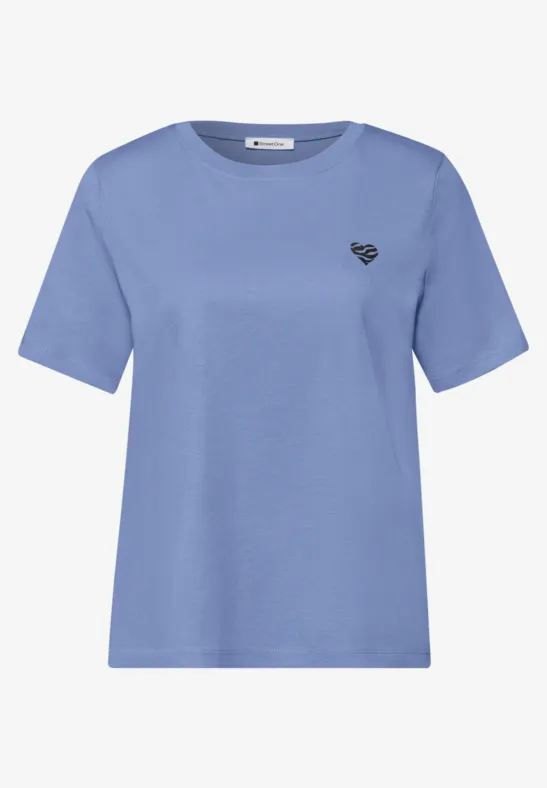 T-Shirt mit Rundhals und Herzdetail drift blue