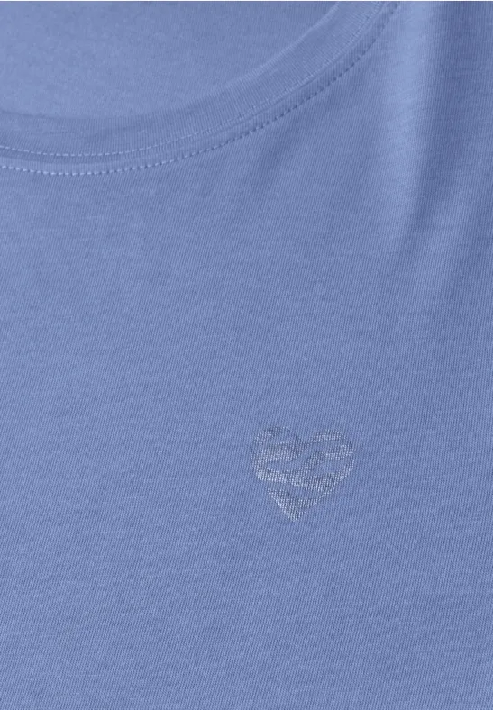 T-Shirt mit Rundhals und Herzdetail drift blue
