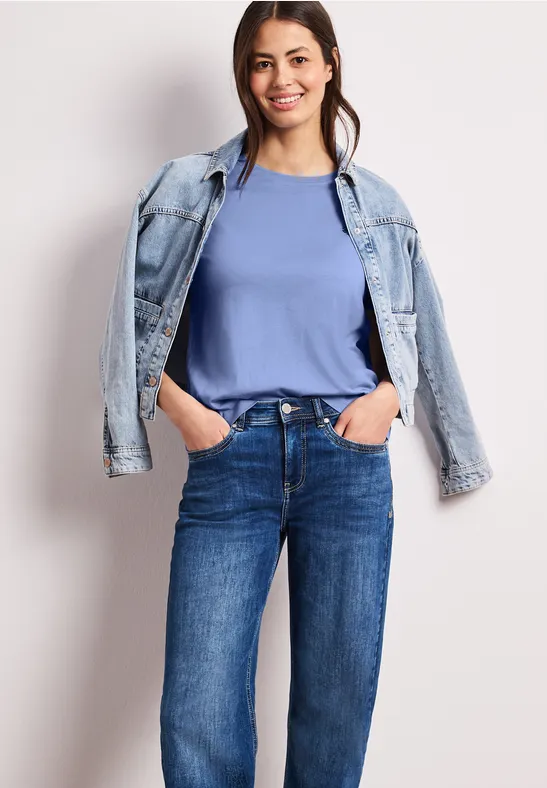 T-Shirt mit Rundhals und Herzdetail drift blue