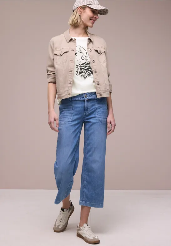 Dropped Shoulder Shirt mit Print off white