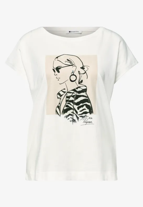 Dropped Shoulder Shirt mit Print off white