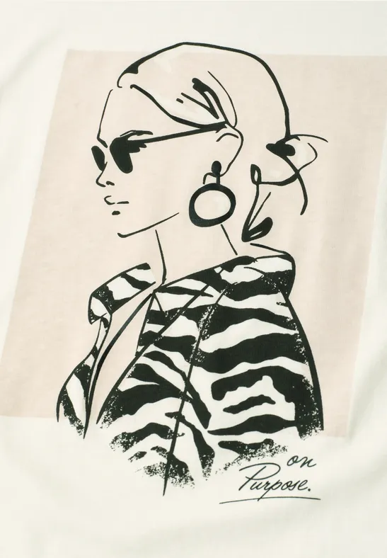 Dropped Shoulder Shirt mit Print off white