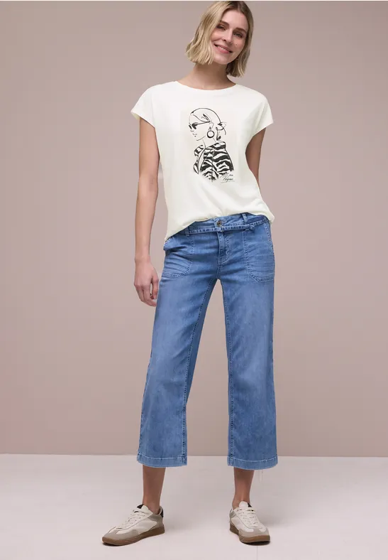 Dropped Shoulder Shirt mit Print off white