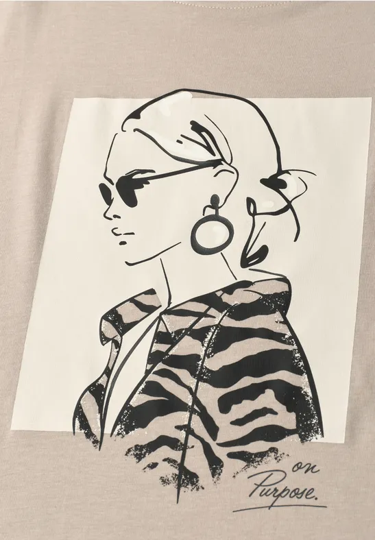 Dropped Shoulder Shirt mit Print clay sand