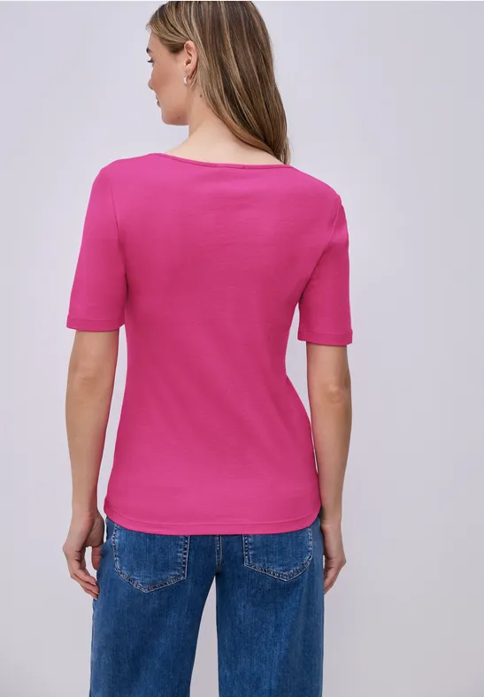 T-shirt à manches courtes avec encolure en cœur magenta dream