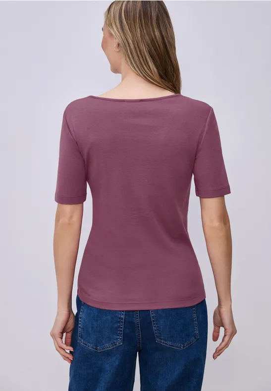 T-shirt à manches courtes avec encolure en cœur dark clouded blush